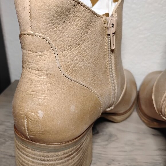 Lucky Brand Women Quimlee Brown Leather Zip Chunky Ankle Boots sz 12 - Picture 8 of 10